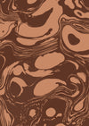 Wallpaper from the Tim Neve collection by Urban Road, with cocoa brown marbling and layered swirls in a warm, organic design.