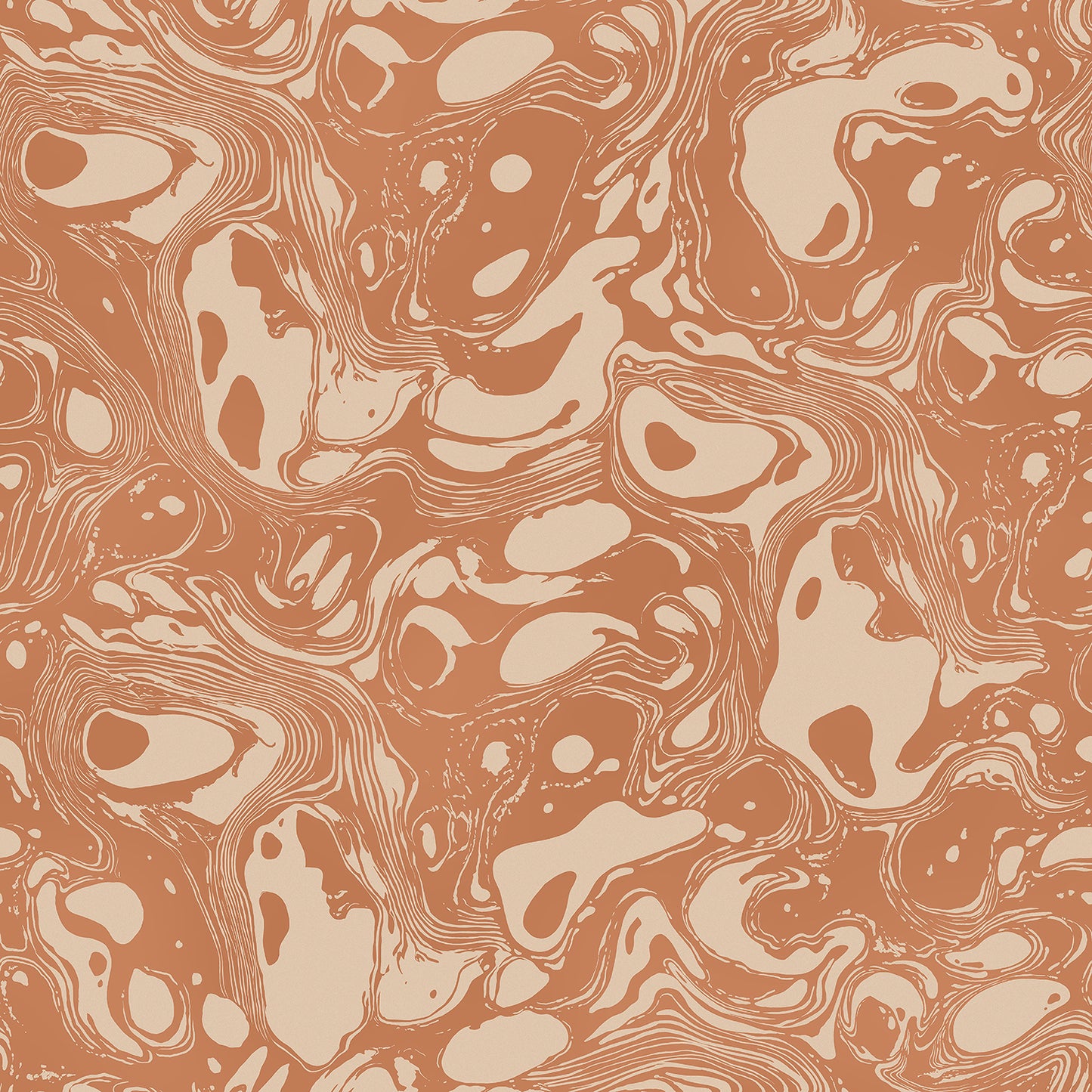 Wallpaper from the Tim Neve collection by Urban Road, featuring peach marbling and soft swirling shapes for a warm abstract aesthetic.