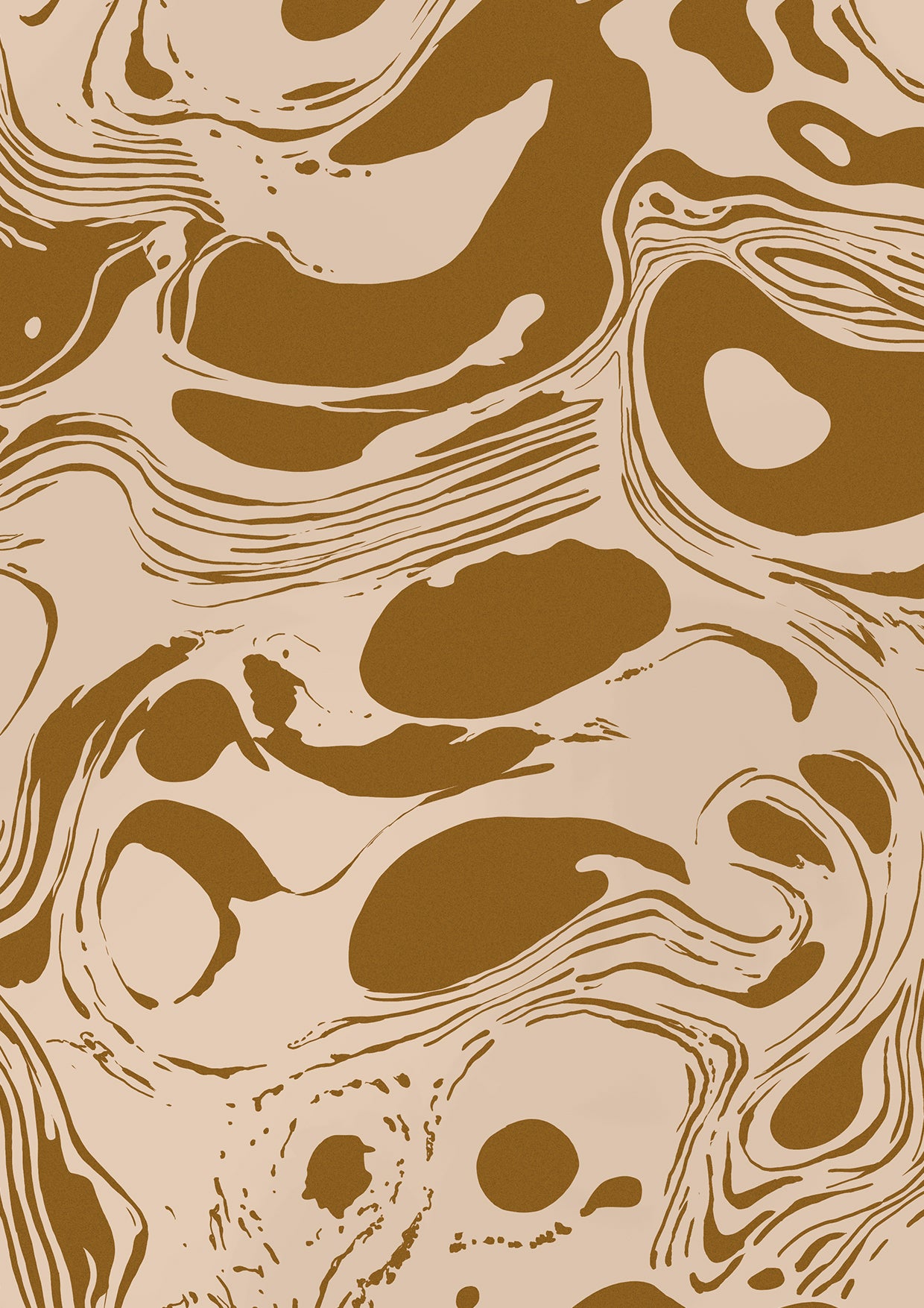 Wallpaper from the Tim Neve collection by Urban Road, with golden ochre marbling and layered swirls in a dynamic abstract pattern.