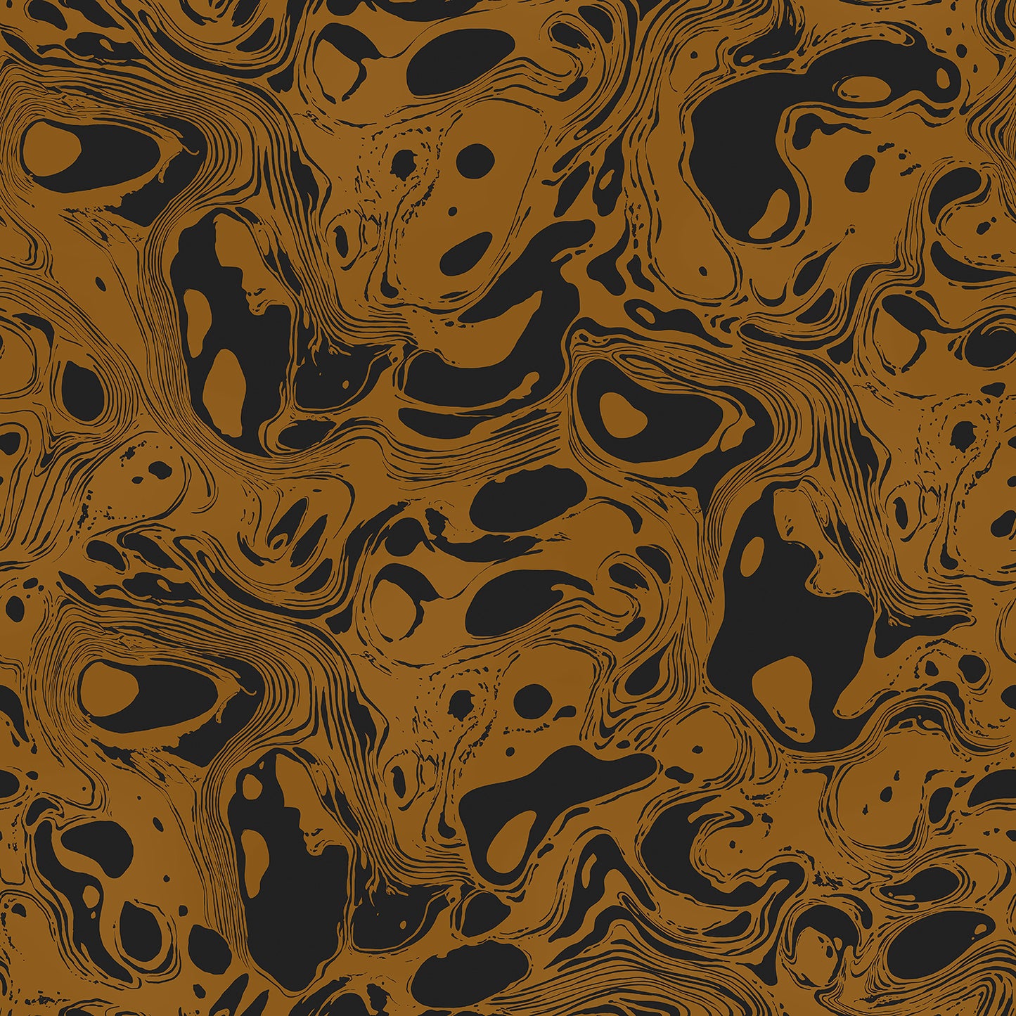 Wallpaper from the Tim Neve collection by Urban Road, with black and gold marbling in a high-contrast abstract swirl design.