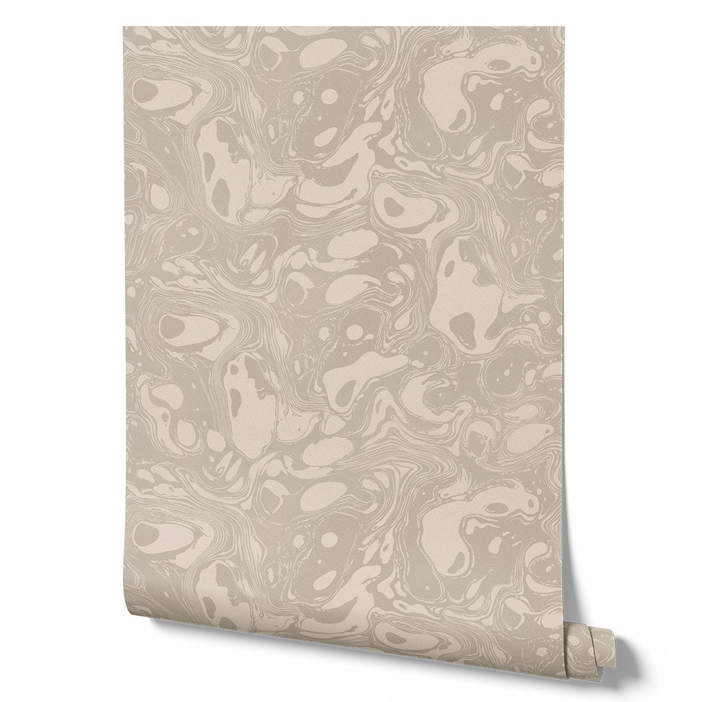Wallpaper from the Tim Neve collection by Urban Road, featuring soft marbling patterns in neutral tones with a calming, .