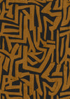 Wallpaper from the Tim Neve collection by Urban Road, with layered ochre and brown abstract lines and a geometric pattern.