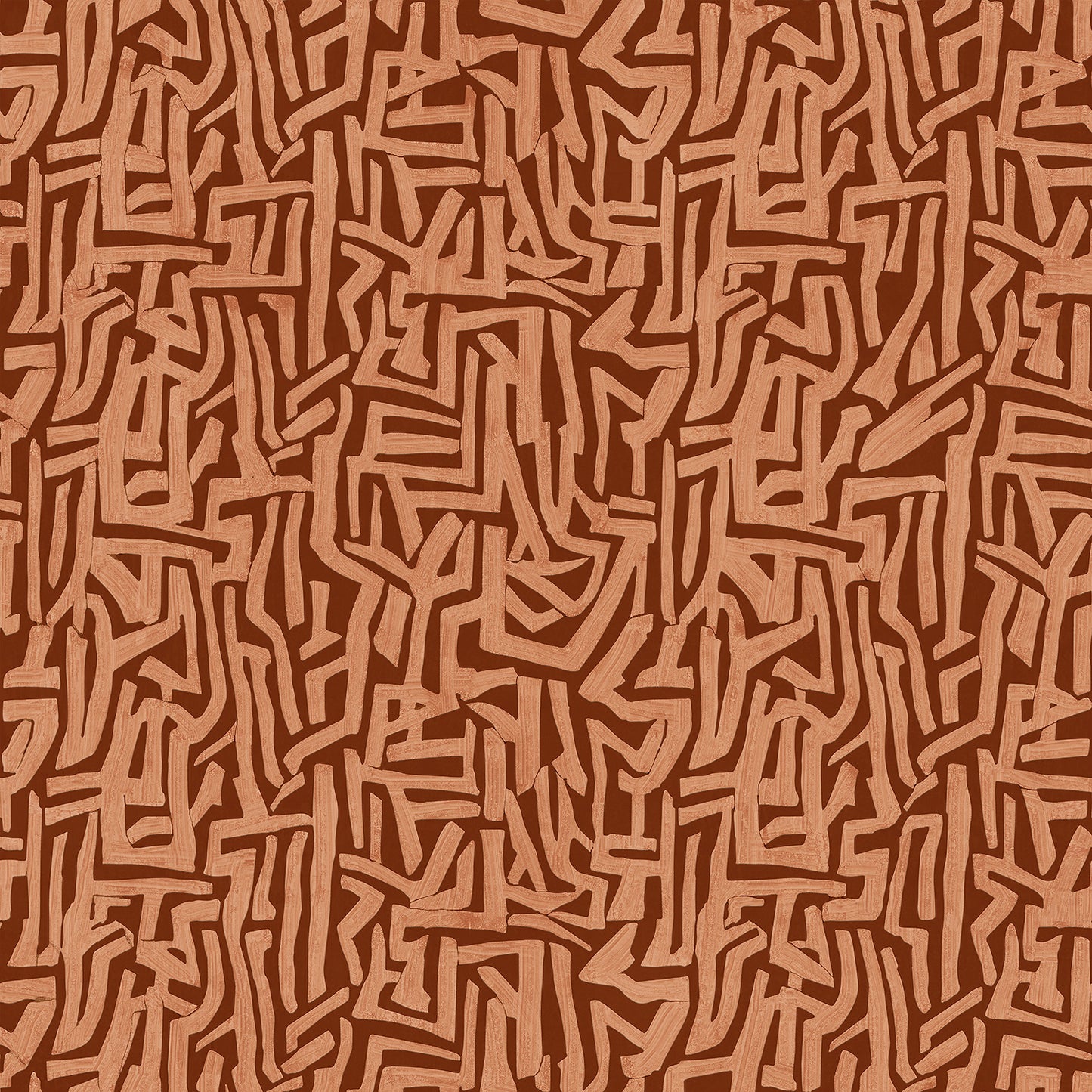 Wallpaper from the Tim Neve collection by Urban Road, showcasing terracotta abstract curves and organic textures.