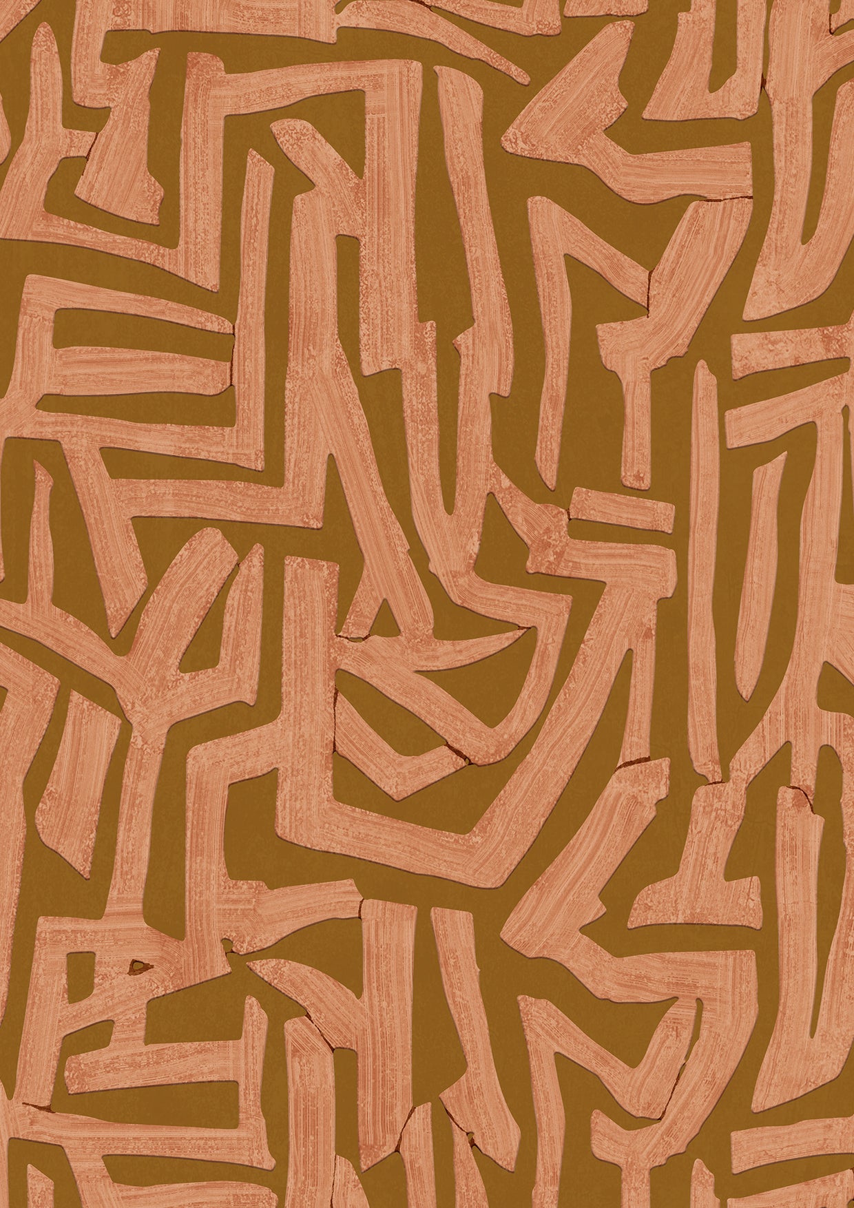 Wallpaper from the Tim Neve collection by Urban Road, with layered dark brown grid patterns and bold graphic lines.