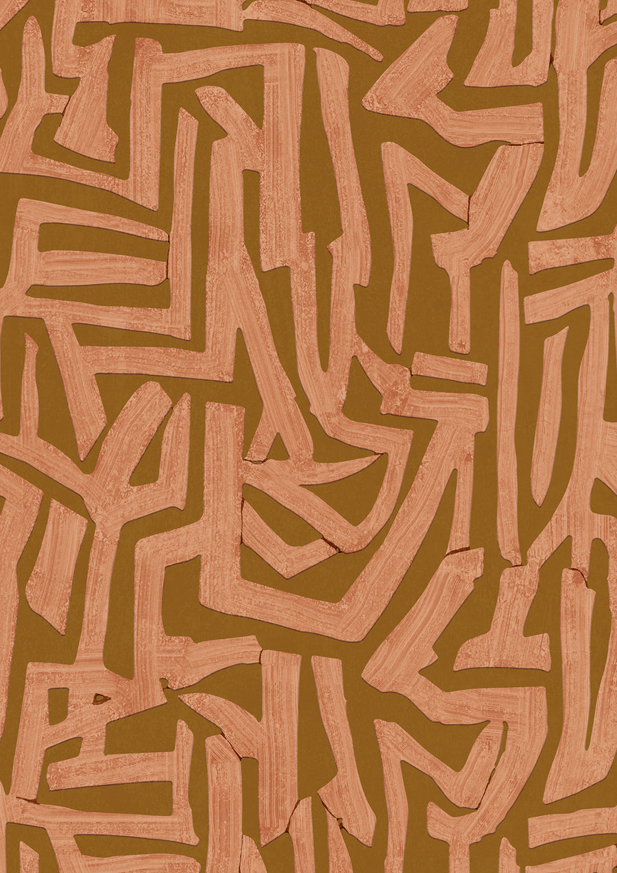 Wallpaper from the Tim Neve collection by Urban Road, with layered dark brown grid patterns and bold graphic lines.