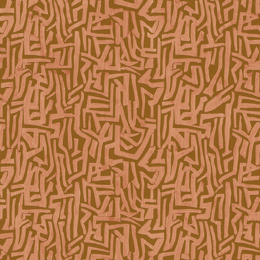 Wallpaper from the Tim Neve collection by Urban Road, with layered dark brown grid patterns and bold graphic lines.