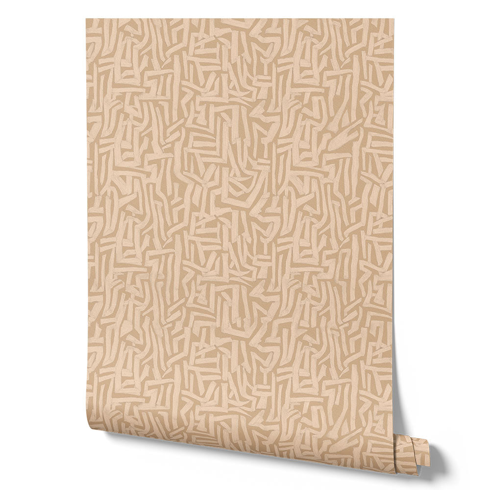 Wallpaper from the Tim Neve collection by Urban Road, featuring soft taupe grids on a cream background for a minimalist look.