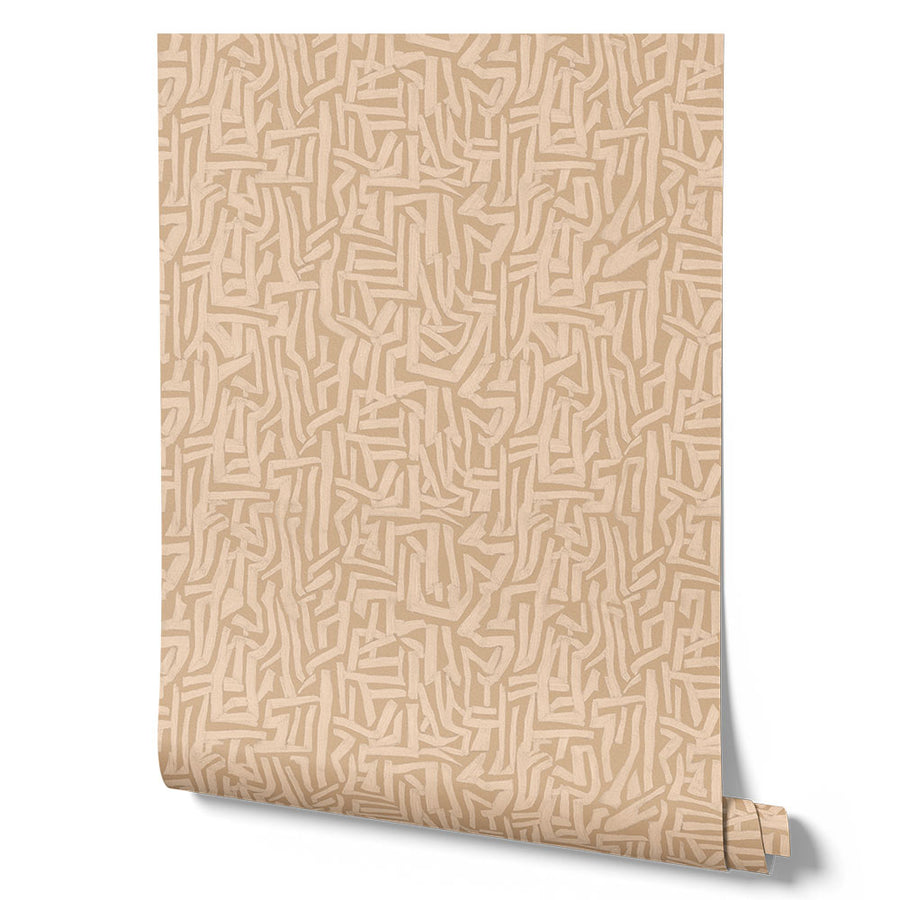 Wallpaper from the Tim Neve collection by Urban Road, featuring soft taupe grids on a cream background for a minimalist look.