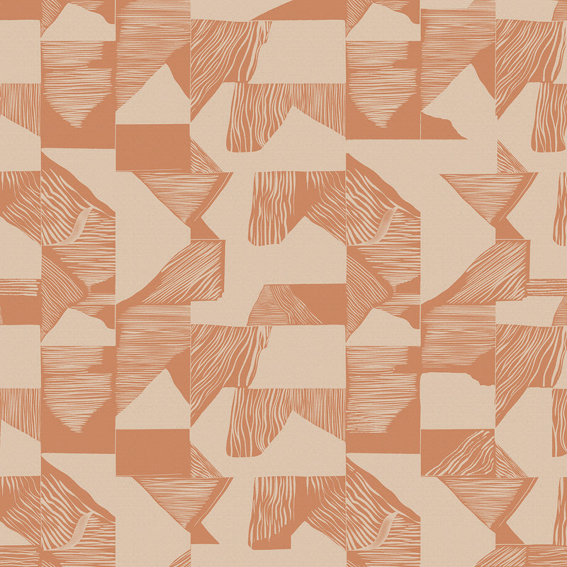Wallpaper from the Tim Neve collection by Urban Road, featuring a peach grid pattern with soft geometric lines and subtle warm tones.