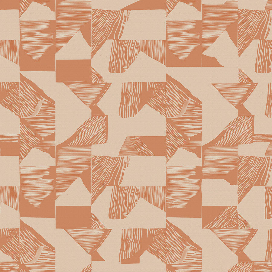 Wallpaper from the Tim Neve collection by Urban Road, featuring a peach grid pattern with soft geometric lines and subtle warm tones.