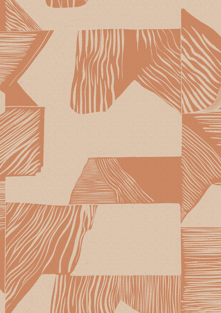 Wallpaper from the Tim Neve collection by Urban Road, featuring a peach grid pattern with soft geometric lines and subtle warm tones.