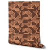 Wallpaper from the Tim Neve collection by Urban Road, showcasing a dark brown grid with bold shapes and warm contrast.