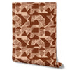Wallpaper from the Tim Neve collection by Urban Road, with terracotta grid patterns layered over warm brown textures.