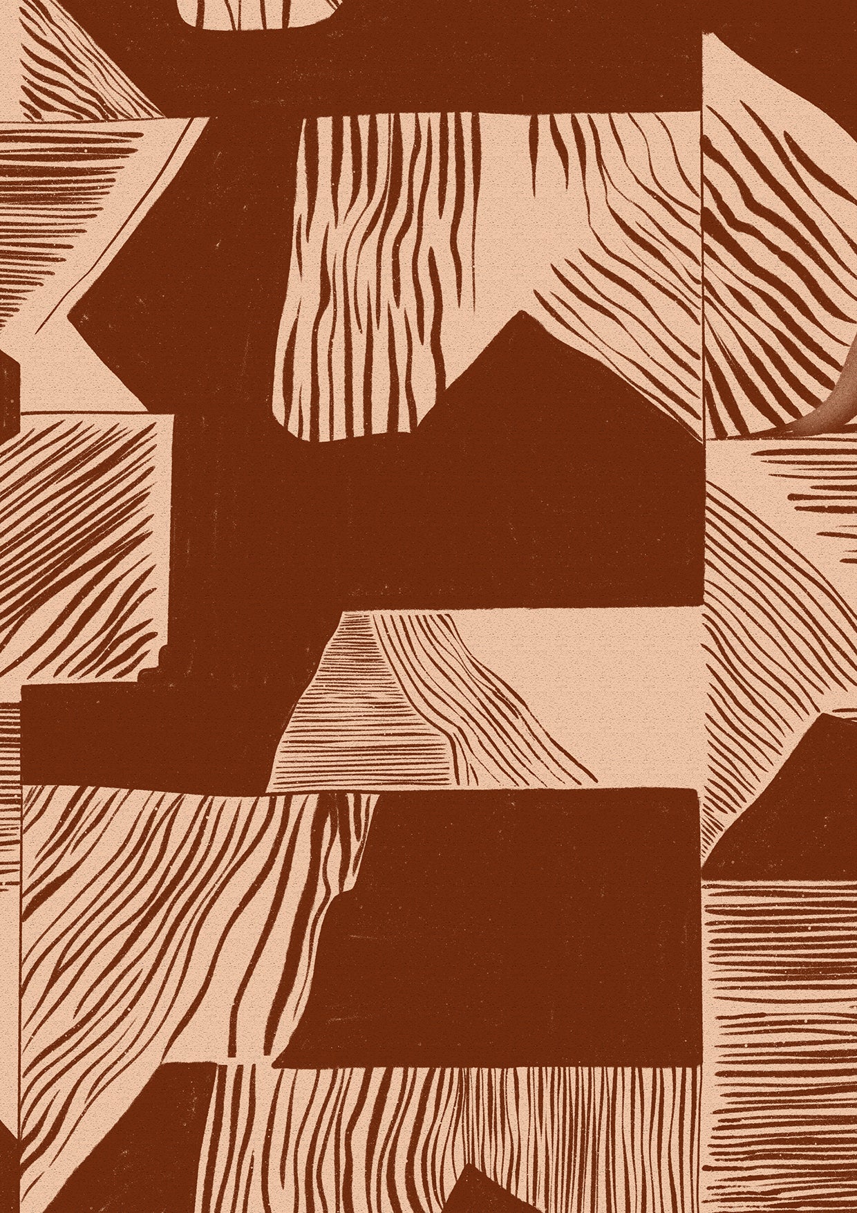 Wallpaper from the Tim Neve collection by Urban Road, with terracotta grid patterns layered over warm brown textures.