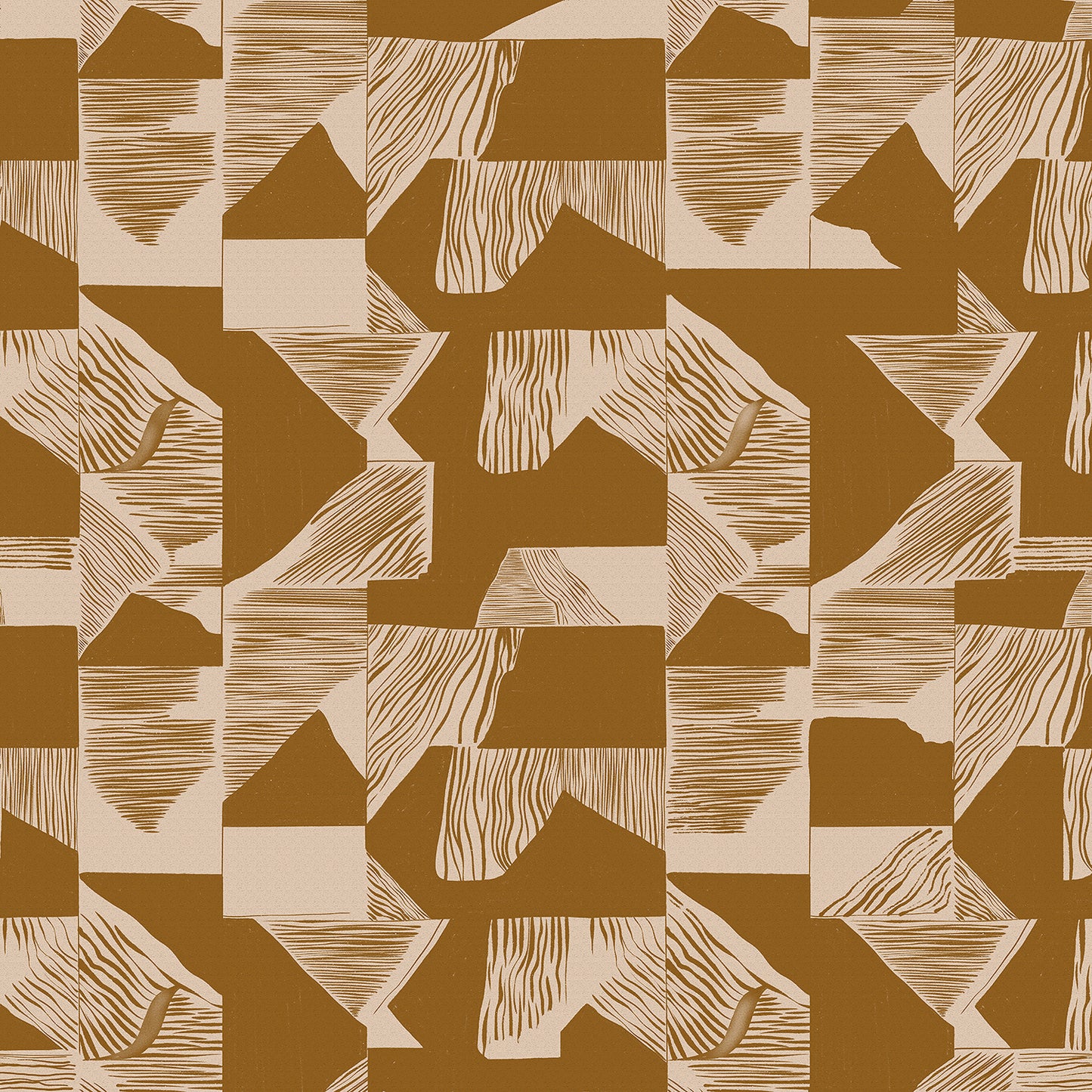 Wallpaper from the Tim Neve collection by Urban Road, showcasing mustard grid patterns in a warm, retro abstract design.
