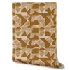 Wallpaper from the Tim Neve collection by Urban Road, showcasing mustard grid patterns in a warm, retro abstract design.