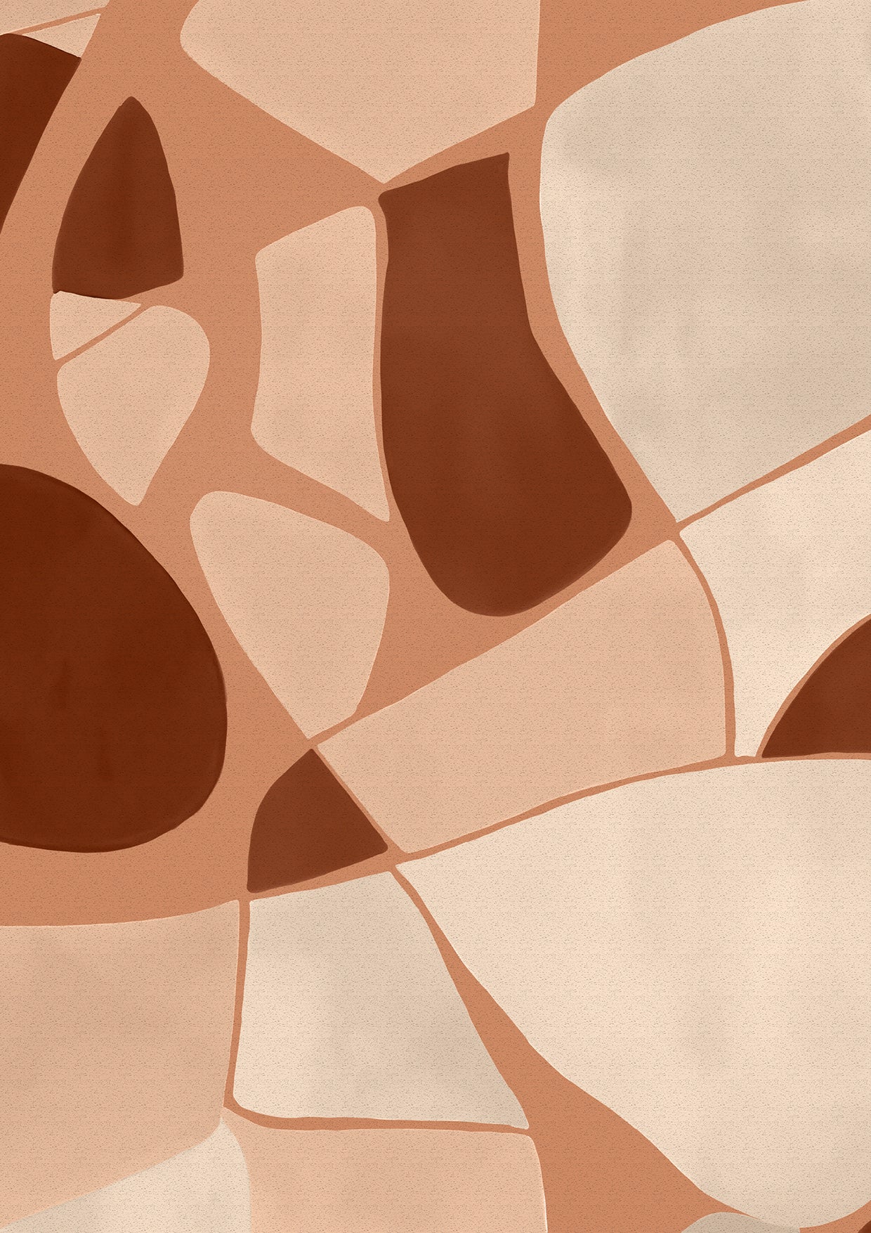 Wallpaper from the Tim Neve collection by Urban Road, showcasing blush mosaic patterns with warm curves and a soft layered design.