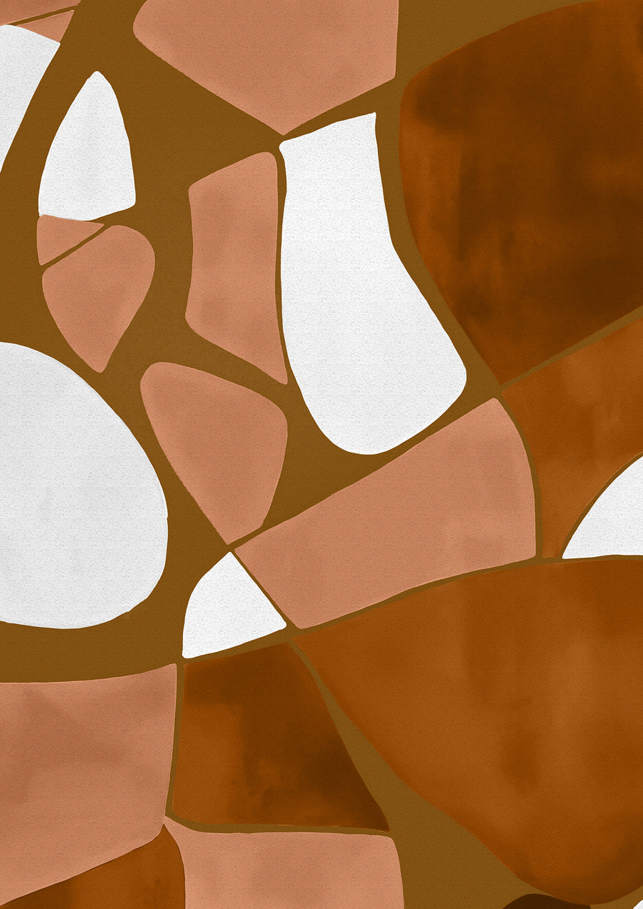 Wallpaper from the Tim Neve collection by Urban Road, with golden brown mosaics and organic curves for a bold, dynamic look.