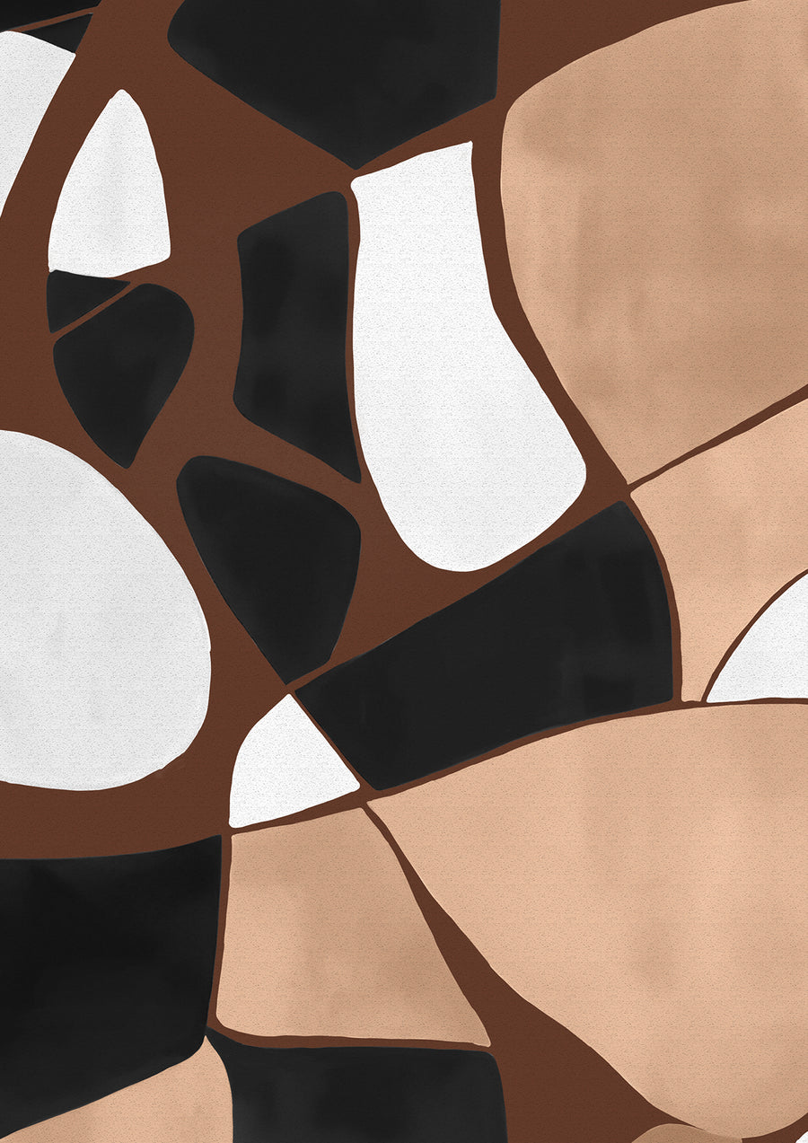 Wallpaper from the Tim Neve collection by Urban Road, with black and white mosaic patterns creating a bold graphic statement.