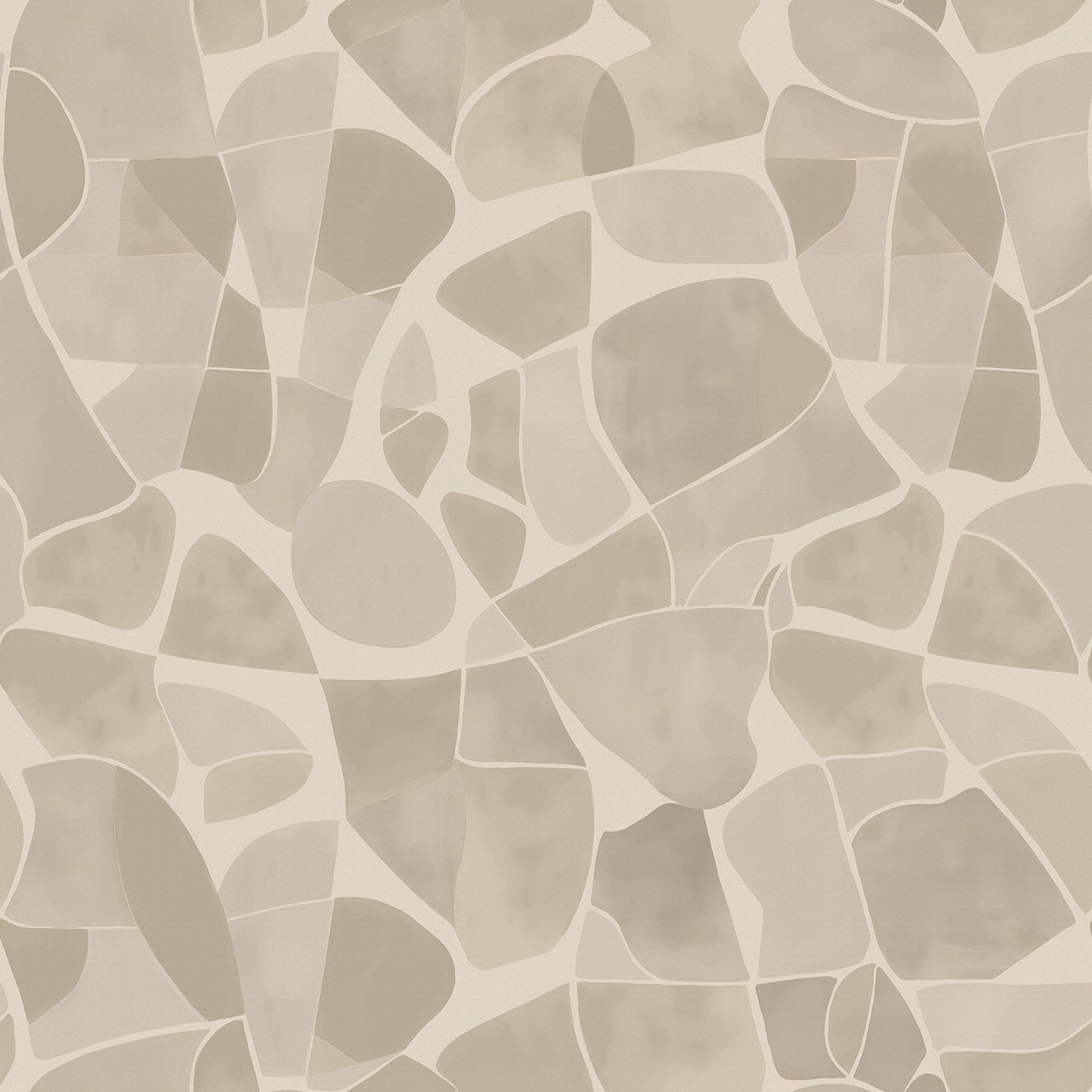 Wallpaper from the Tim Neve collection by Urban Road, featuring soft neutral mosaics with organic curves in a light, calming palette.