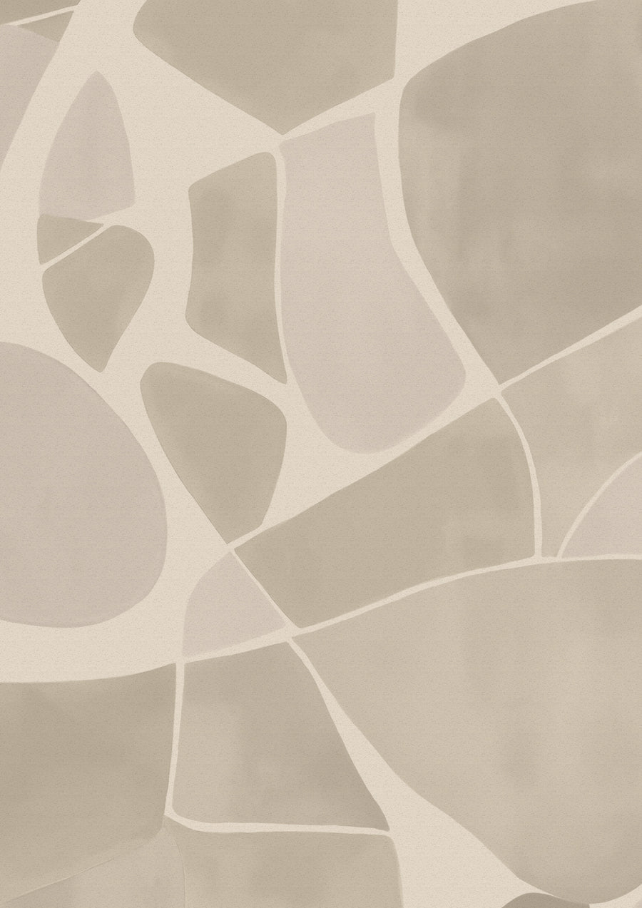 Wallpaper from the Tim Neve collection by Urban Road, featuring soft neutral mosaics with organic curves in a light, calming palette.