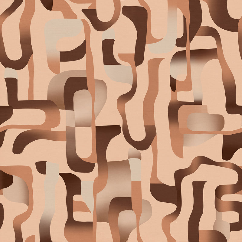 Wallpaper from the Tim Neve collection by Urban Road, showcasing a bold marbling design in brown and ochre tones.