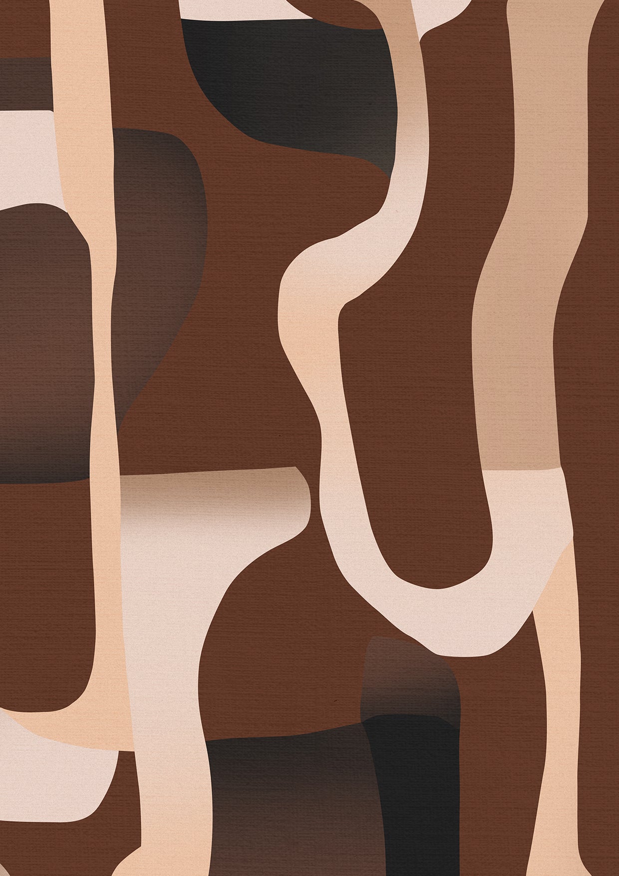 Wallpaper from the Tim Neve collection by Urban Road, with deep brown marbling patterns layered over warm neutral tones.