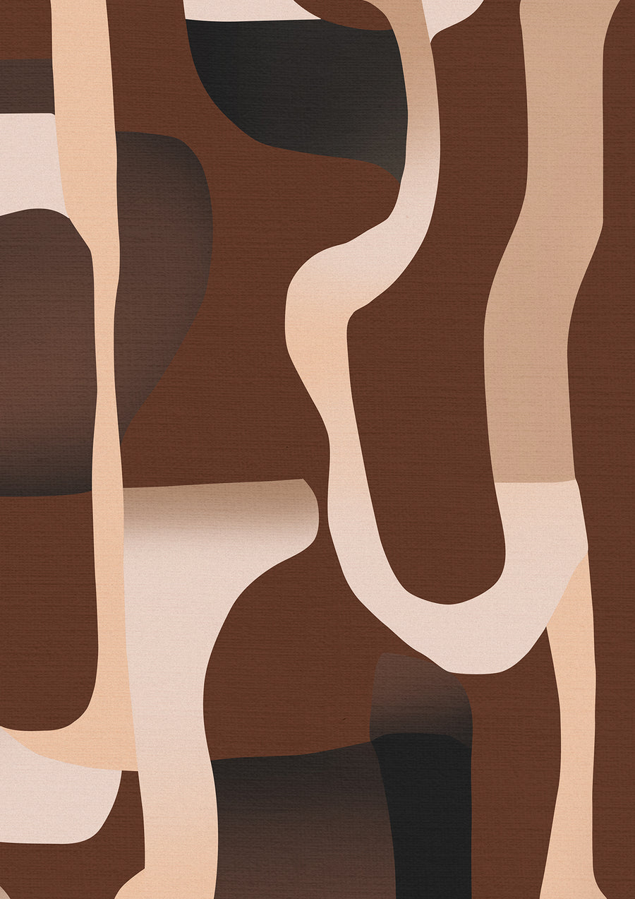 Wallpaper from the Tim Neve collection by Urban Road, with deep brown marbling patterns layered over warm neutral tones.