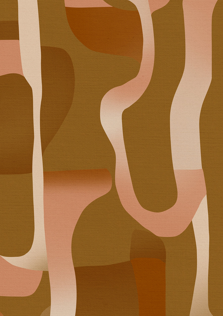 Wallpaper from the Tim Neve collection by Urban Road, featuring terracotta marbling with bold organic swirls and warm textures.