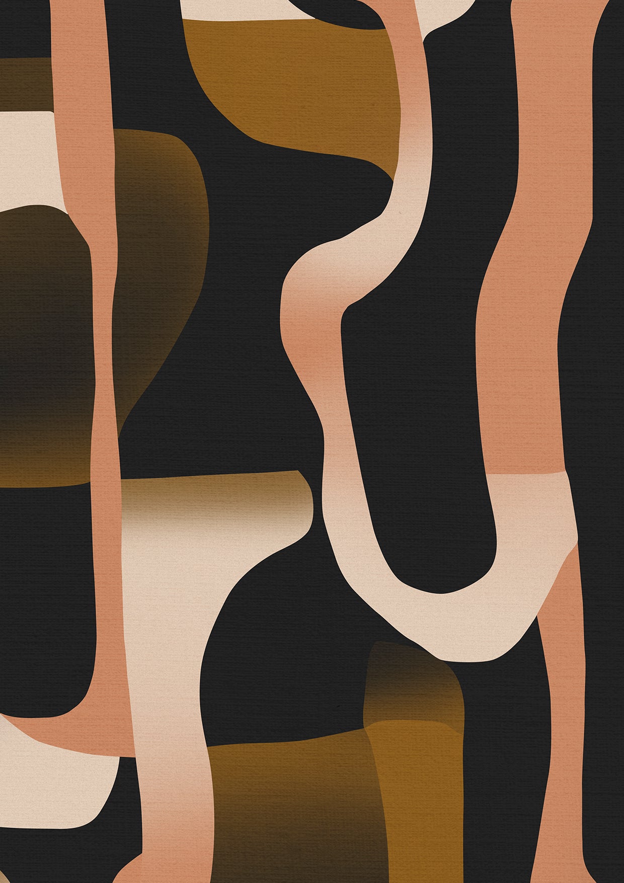 Wallpaper from the Tim Neve collection by Urban Road, featuring ochre and brown marbling with soft swirling patterns and organic textures.