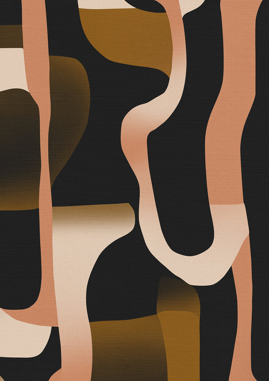 Wallpaper from the Tim Neve collection by Urban Road, featuring ochre and brown marbling with soft swirling patterns and organic textures.