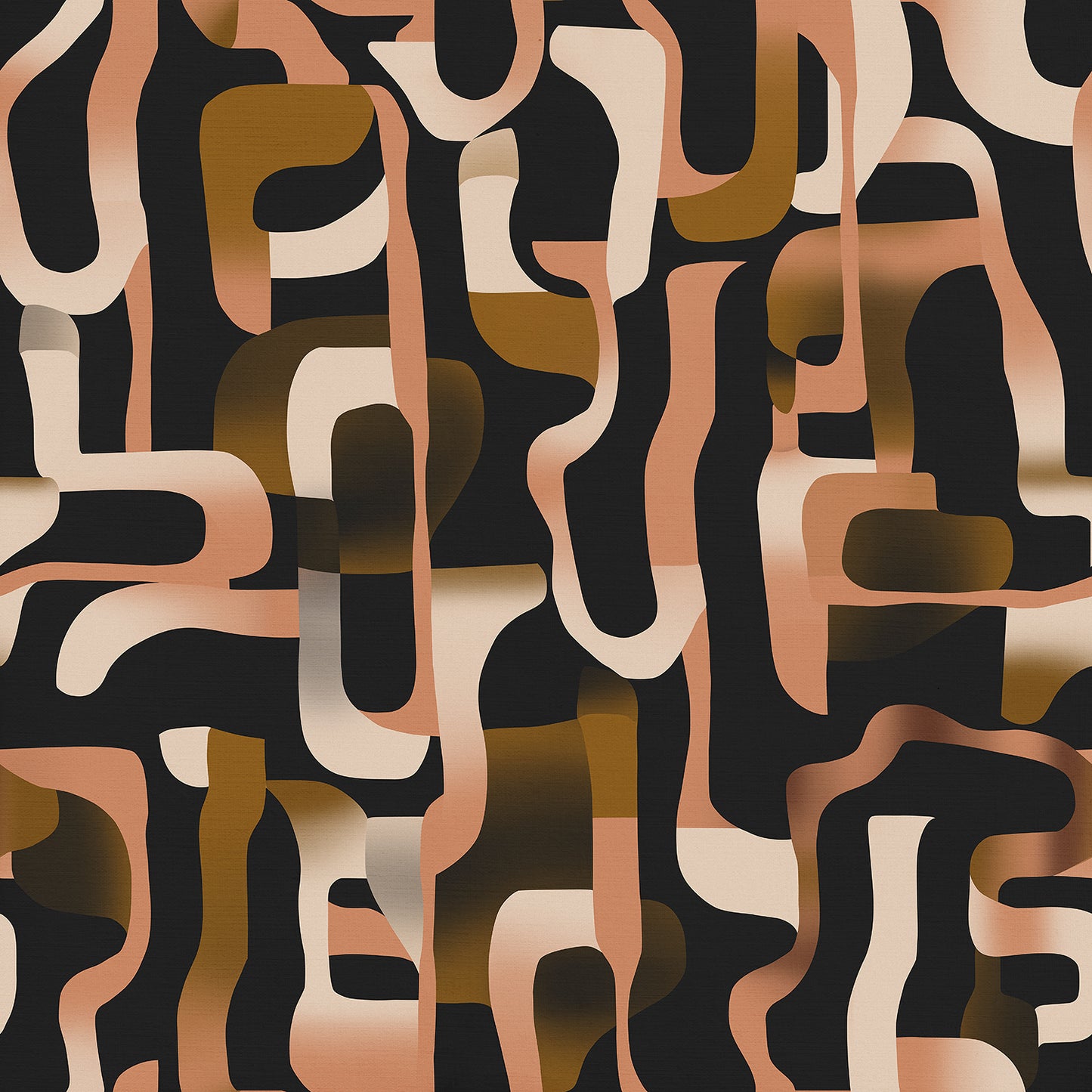 Wallpaper from the Tim Neve collection by Urban Road, featuring ochre and brown marbling with soft swirling patterns and organic textures.