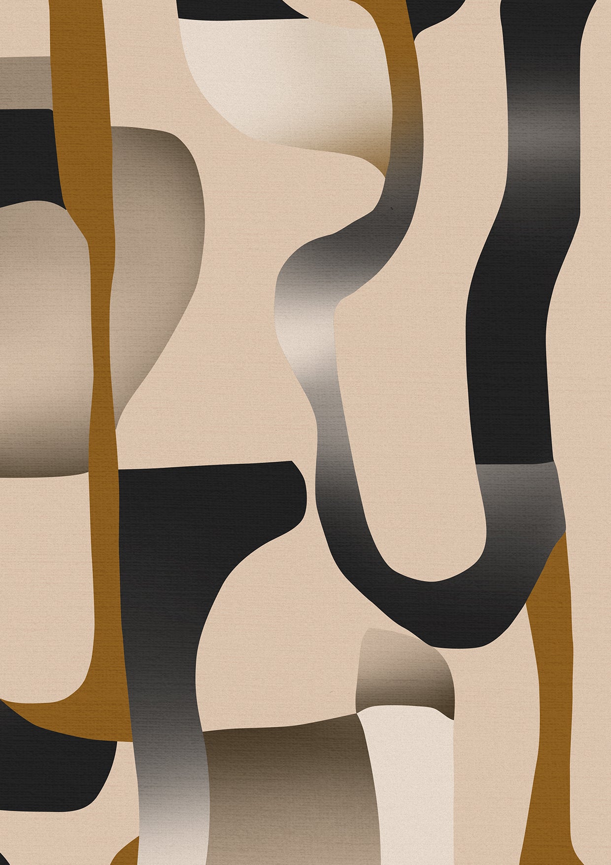 Wallpaper from the Tim Neve collection by Urban Road, showcasing bold black and gold marbling in a high-contrast abstract swirl.