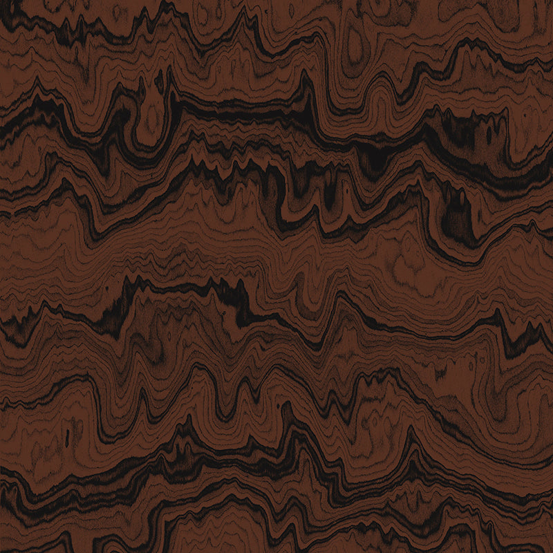 Wallpaper from the Tim Neve collection by Urban Road, featuring dark woodgrain swirls in black and brown for a bold, organic look.