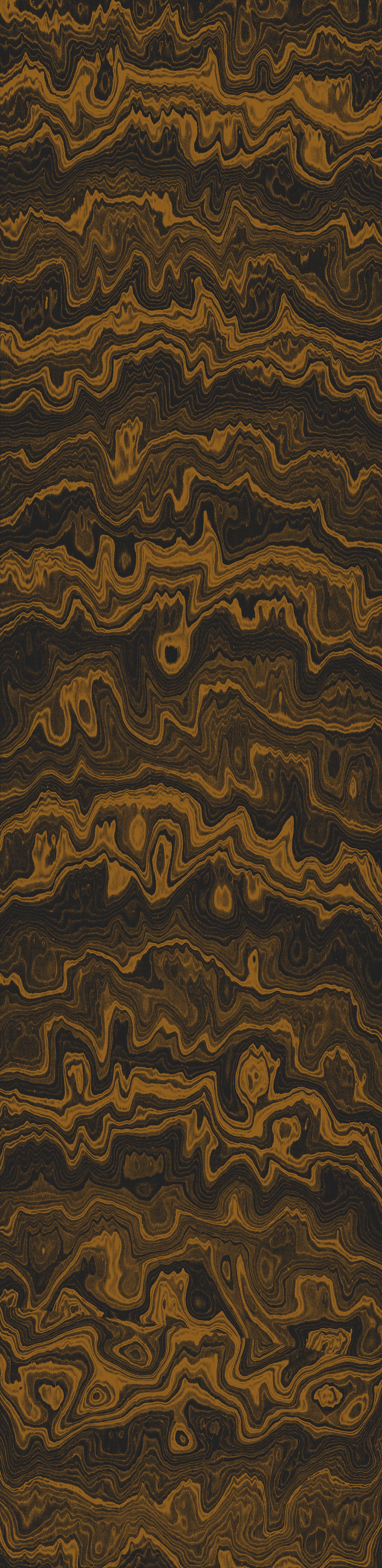 Wallpaper from the Tim Neve collection by Urban Road, showcasing golden brown woodgrain with layered abstract lines for a warm natural flow.