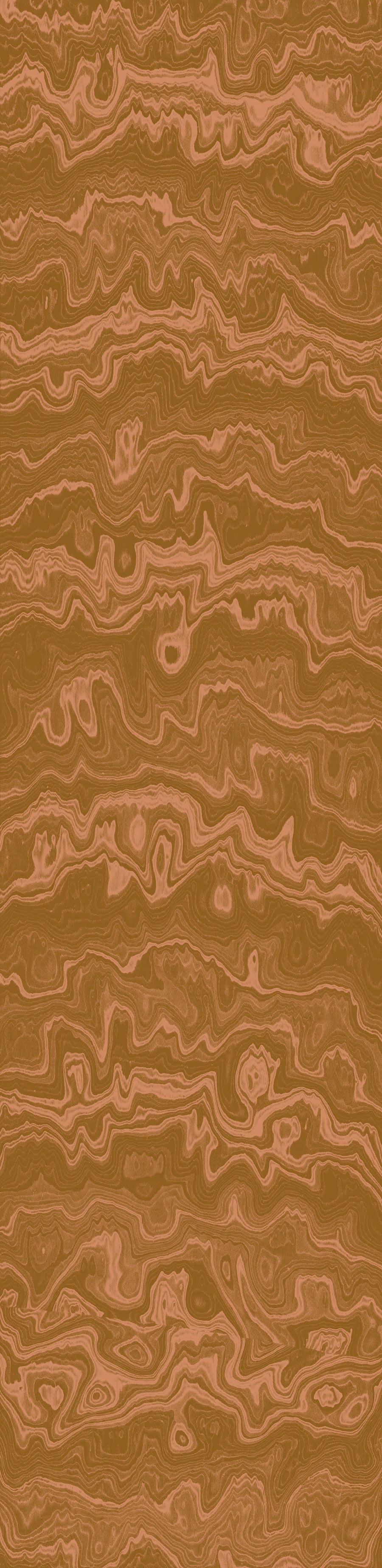 Wallpaper from the Tim Neve collection by Urban Road, with golden woodgrain swirls and bold lines in a rich, warm palette.