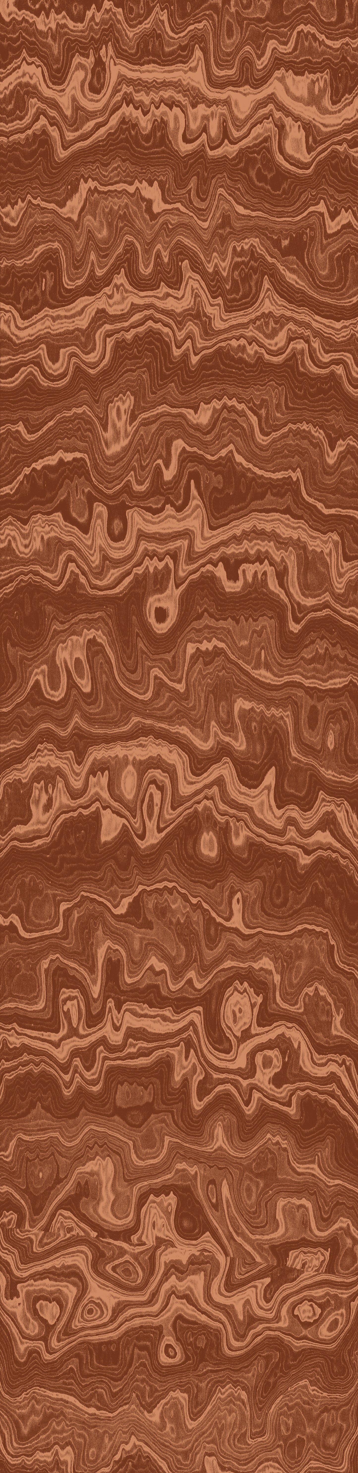 Wallpaper from the Tim Neve collection by Urban Road, showcasing copper-toned swirls and layered abstract shapes in a rich, warm pattern.