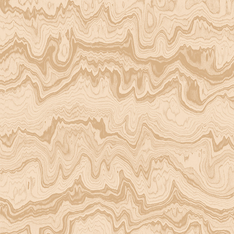 Wallpaper from the Tim Neve collection by Urban Road, featuring taupe woodgrain textures and curved abstract lines in a neutral palette.
