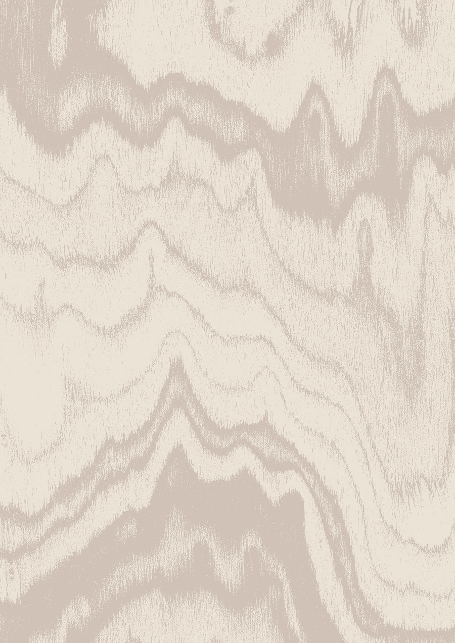 Wallpaper from the Tim Neve collection by Urban Road, with ivory woodgrain patterns and subtle abstract shapes in a soft, minimalist design.