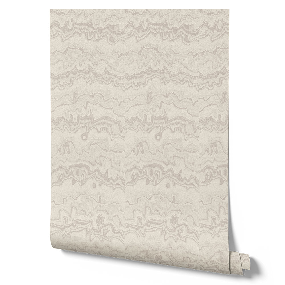 Wallpaper from the Tim Neve collection by Urban Road, with ivory woodgrain patterns and subtle abstract shapes in a soft, minimalist design.