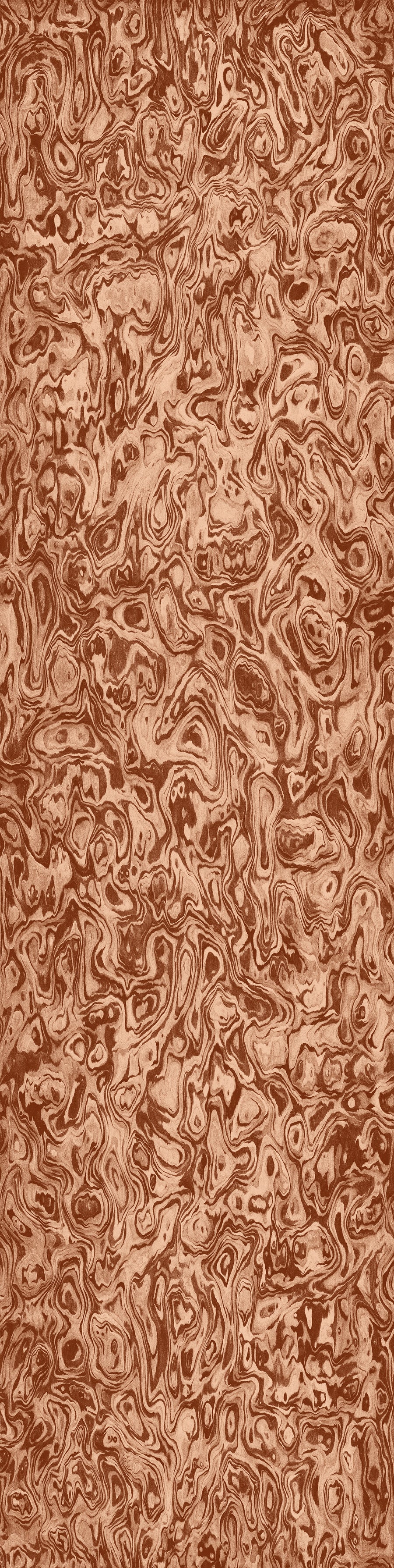 Wallpaper from the Tim Neve collection by Urban Road, showcasing peach marbling with organic swirls and soft brown undertones.