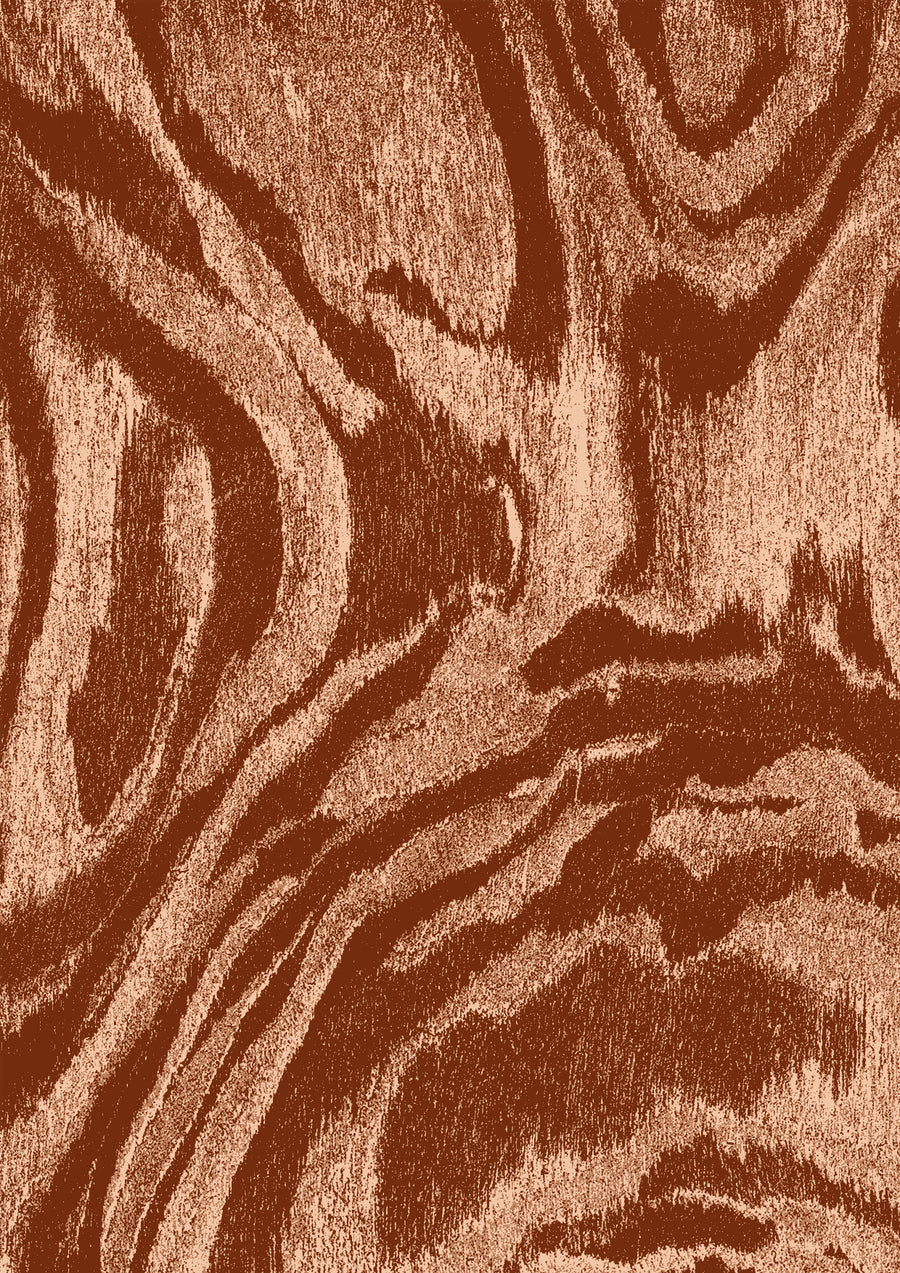 Wallpaper from the Tim Neve collection by Urban Road, showcasing peach marbling with organic swirls and soft brown undertones.