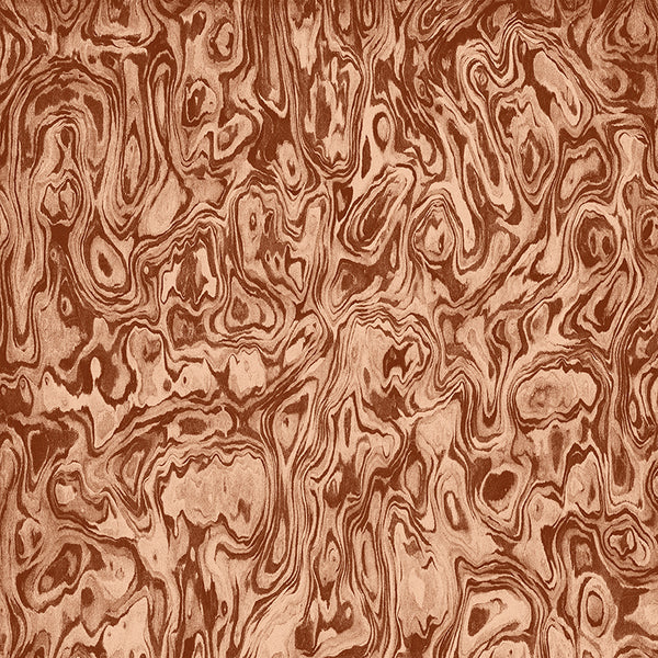 Wallpaper from the Tim Neve collection by Urban Road, showcasing peach marbling with organic swirls and soft brown undertones.