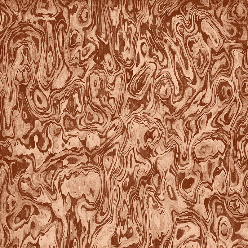 Wallpaper from the Tim Neve collection by Urban Road, showcasing peach marbling with organic swirls and soft brown undertones.
