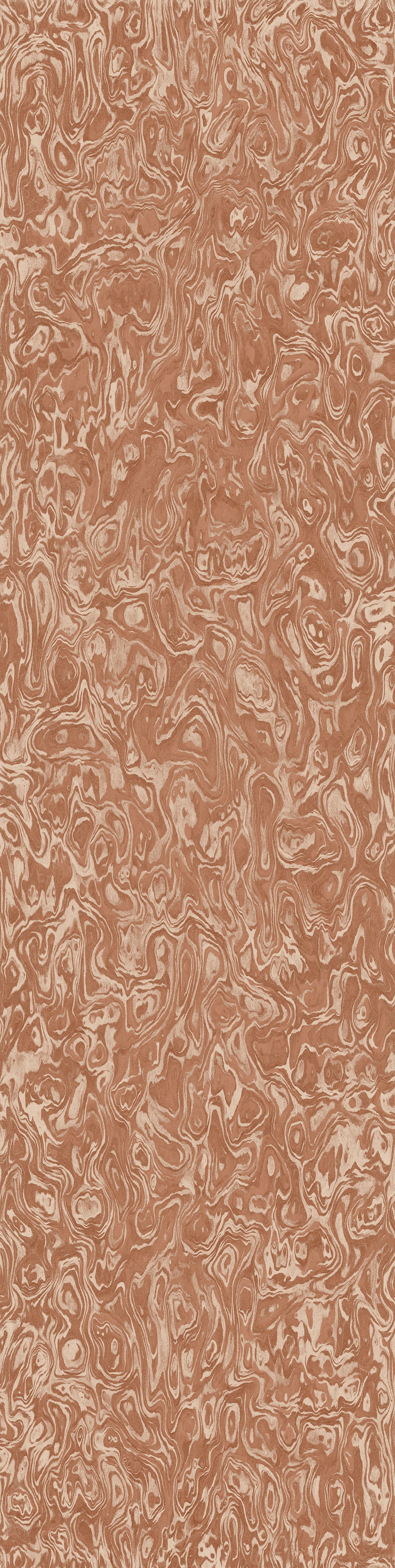 Wallpaper from the Tim Neve collection by Urban Road, featuring terracotta marbling with warm organic lines and layered textures.