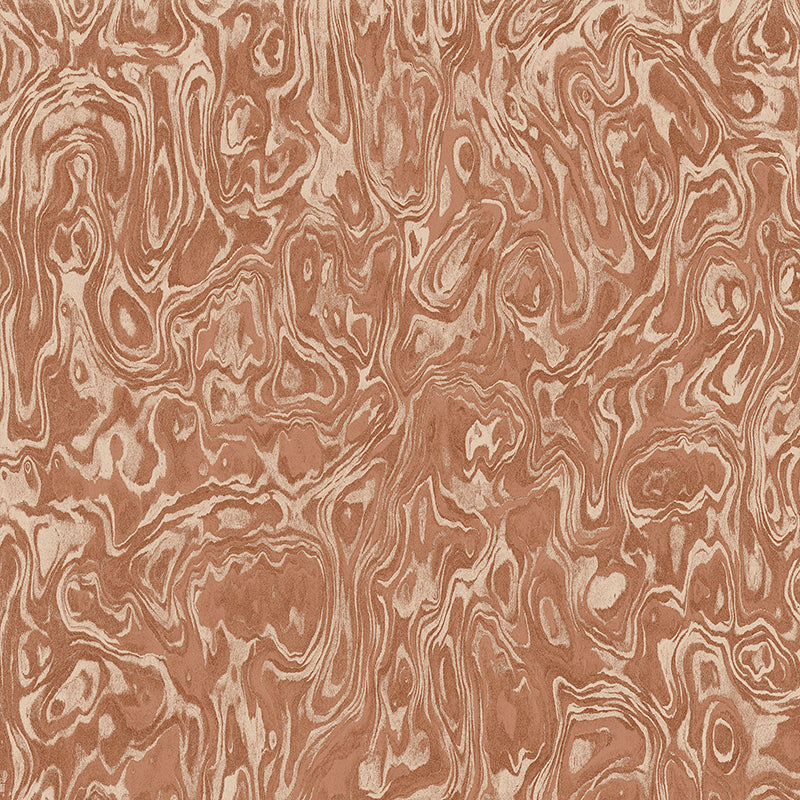 Wallpaper from the Tim Neve collection by Urban Road, featuring terracotta marbling with warm organic lines and layered textures.