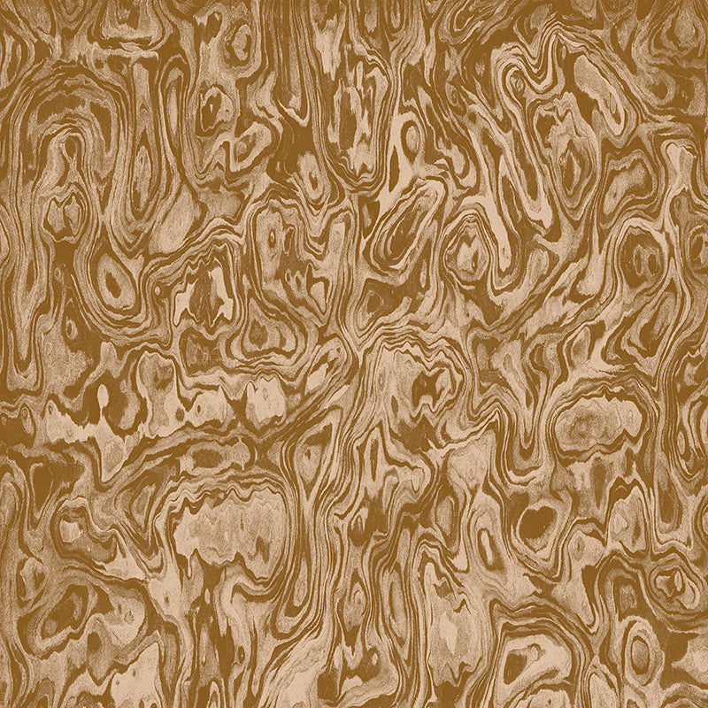 Wallpaper from the Tim Neve collection by Urban Road, with golden marbling and layered swirls for a rich, warm visual effect.
