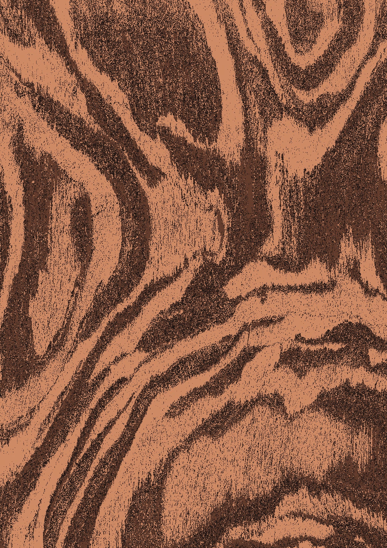 Wallpaper from the Tim Neve collection by Urban Road, showcasing deep brown marbling patterns with bold swirling shapes.