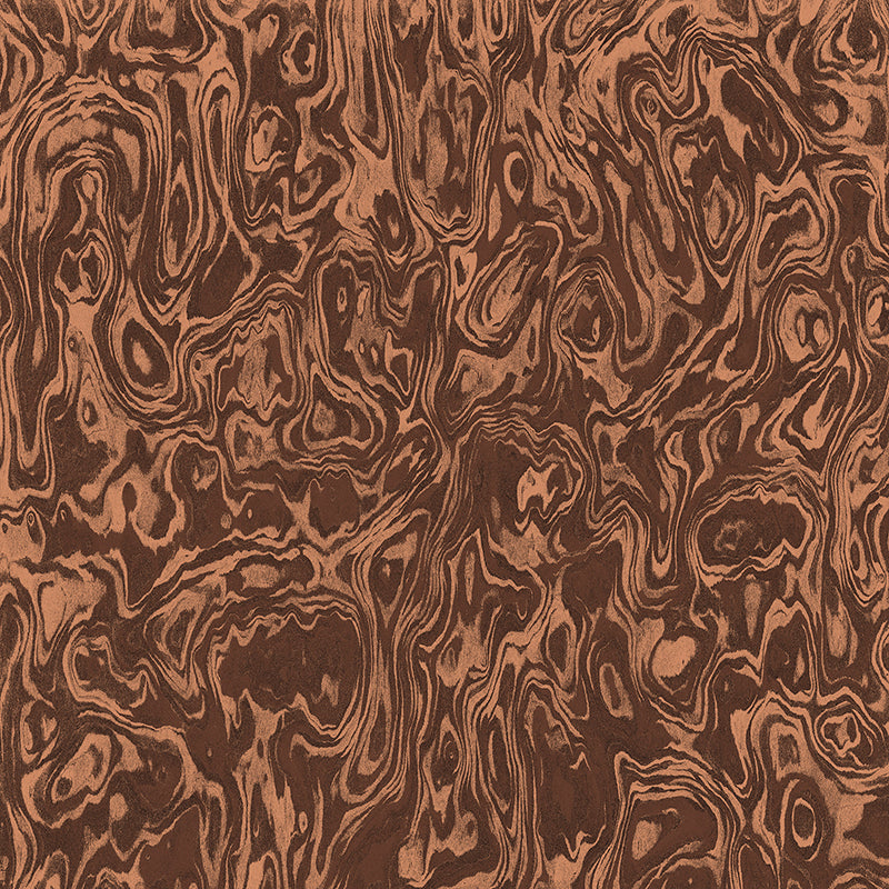 Wallpaper from the Tim Neve collection by Urban Road, showcasing deep brown marbling patterns with bold swirling shapes.