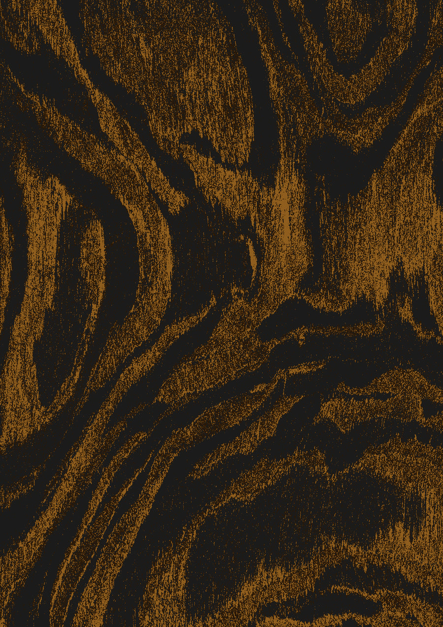 Wallpaper from the Tim Neve collection by Urban Road, featuring black and gold marbling with high-contrast abstract forms.